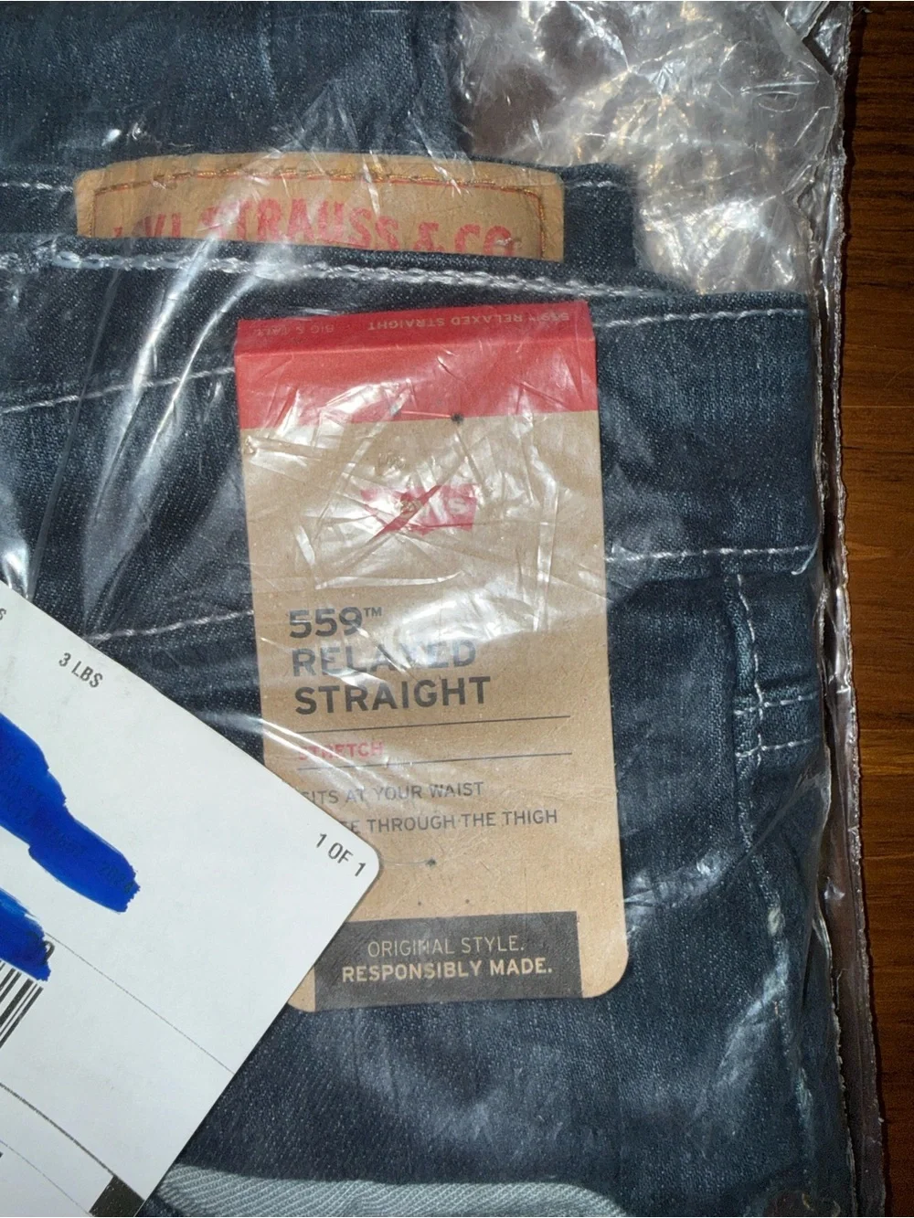 Levi's Dark Blue 559 Relaxed Straight Jeans 54x32